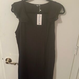 Glam Black Midi Sheath Dress with Scoop Neck